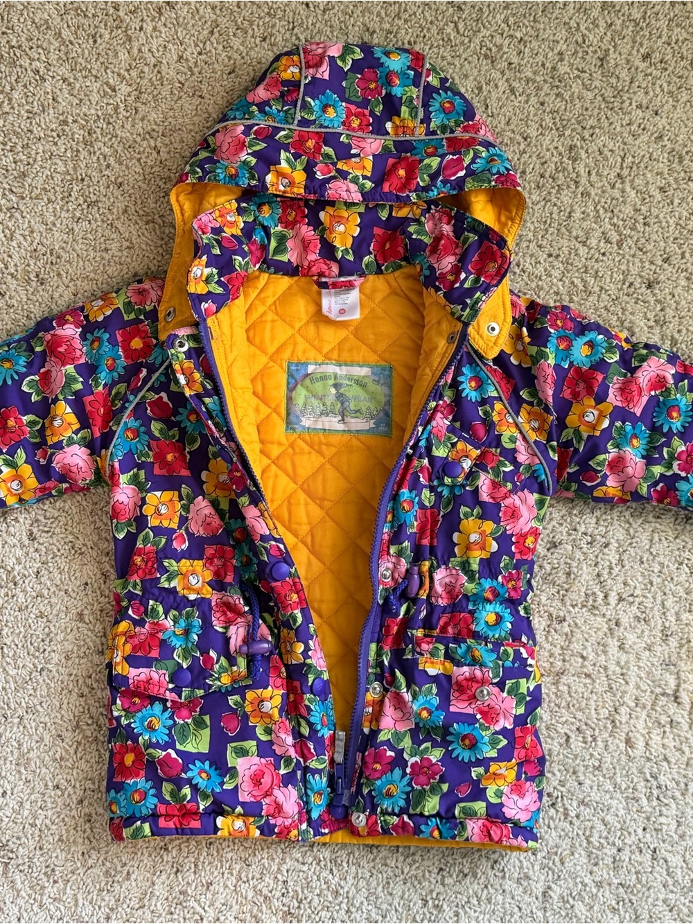Hanna Andersson Vintage 90’s Purple Floral Quilted Puffer Jacket